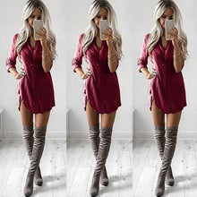 Load image into Gallery viewer, Sexy Long Sleeve Shirt Casual Blouse Loose Chiffon Tops 2019New Arrive V Neck Blusas Femininas casual style dress